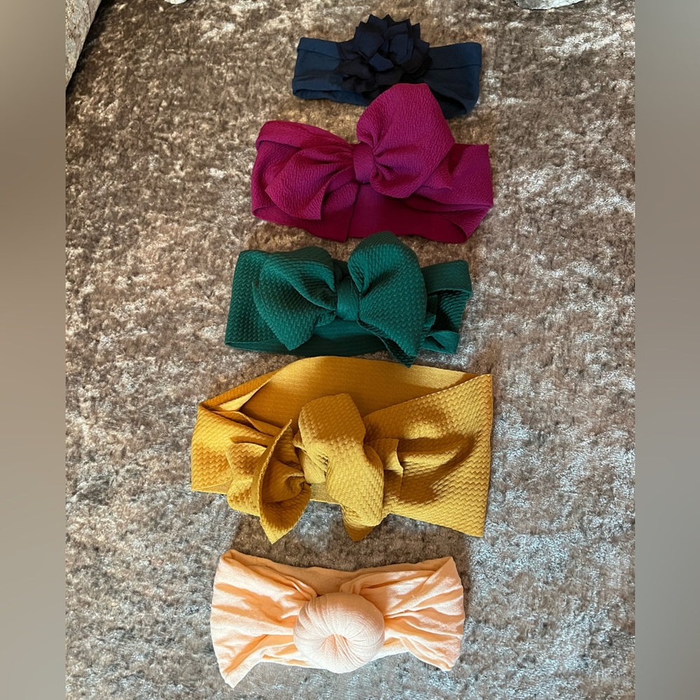 5 Assorted girls baby/ toddler headbands